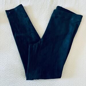 Elie Tahari Roxanna Pants Womens Large Suede Lamb Leather Black Legging Zip